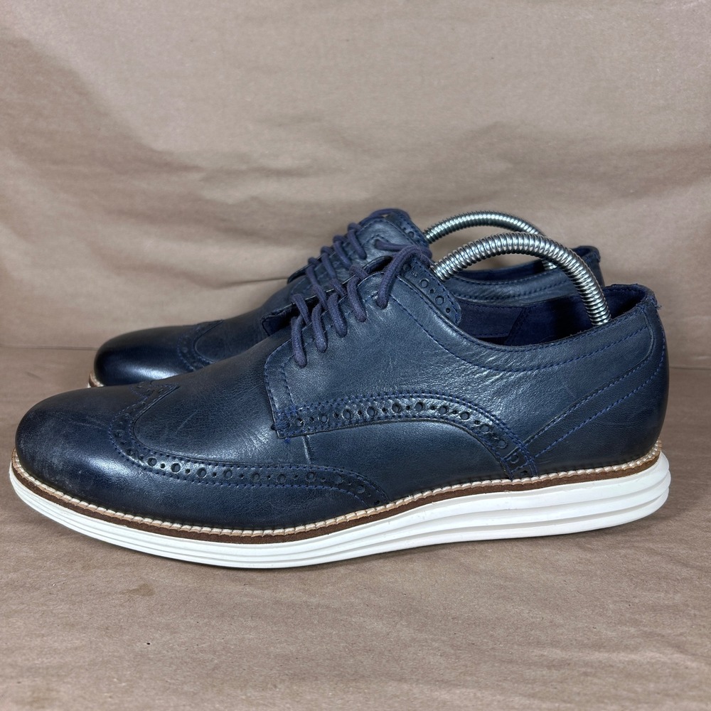 Cole Haan OriginalGrand‎ Wingtip Oxford Navy Blue Leather Shoes C30563 Mens 9M